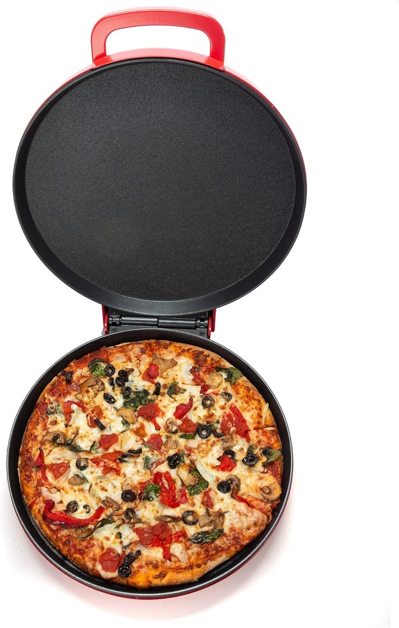 Zenith Versa Grill Non-Stick Pizza Maker Machine For Home, Calzone Maker, Pizza Oven Converts to Electric indoor Grill, Red - Image 3